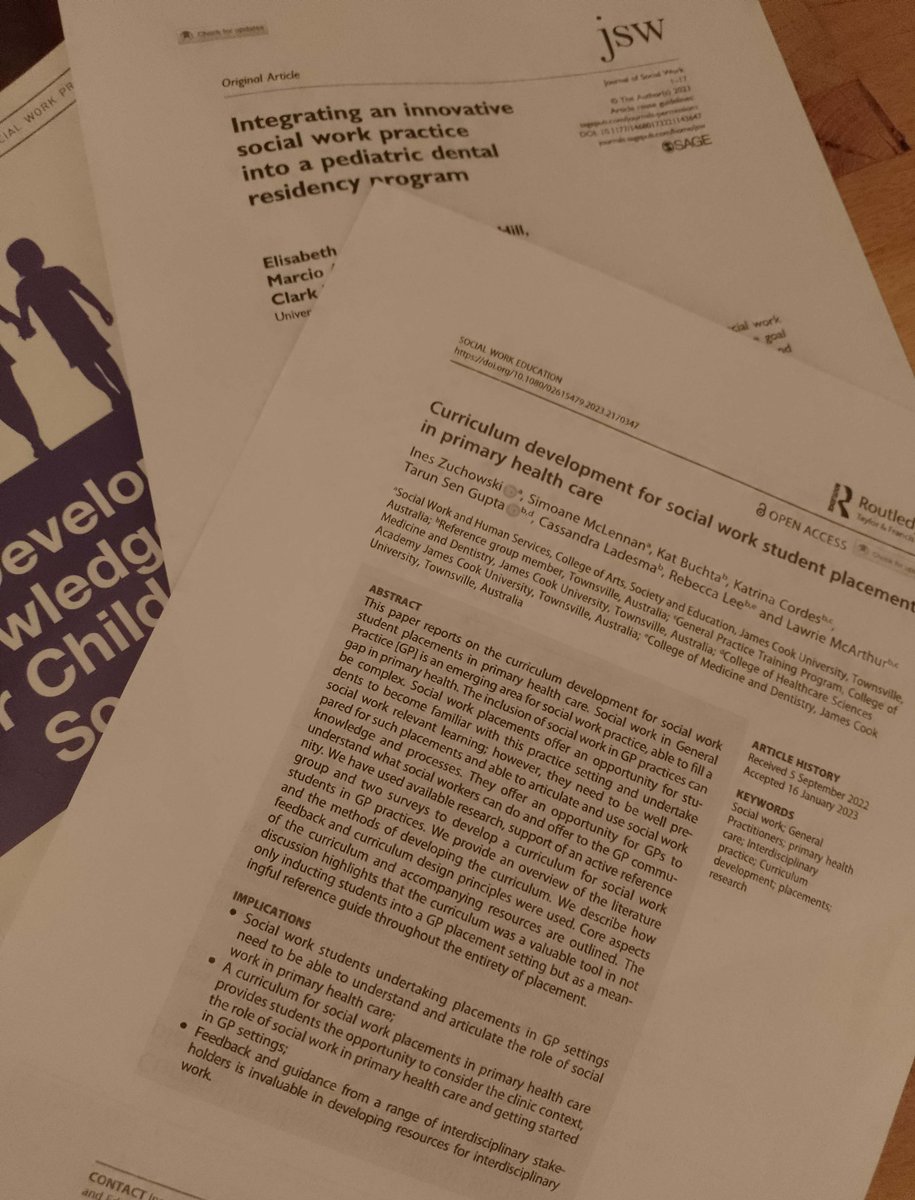 Social workers and social work students in primary health care?
Here are two interesting papers where social workers/social work students are placed within a Dentist Residency Programme and a GP Practice.

What are your thoughts / experiences?

 #socialworkers #socialworkstudents