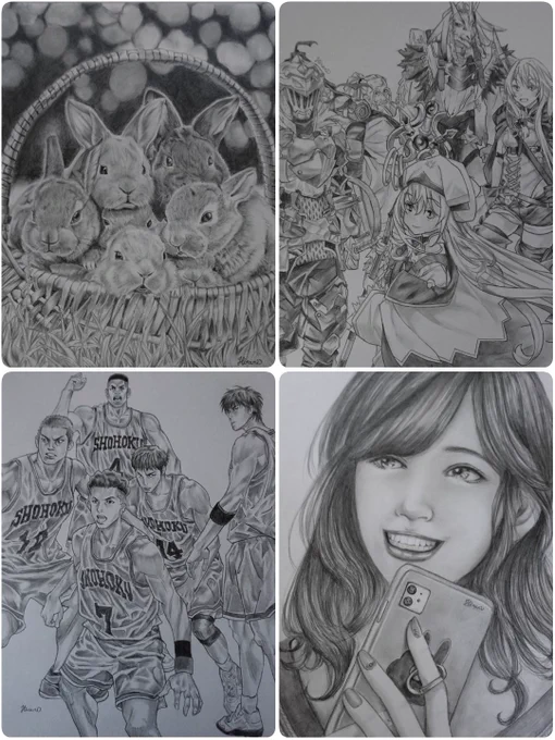 #今月描いた絵を晒そう 
細かく描き込む感じの絵が多くて目薬が大活躍な1ヶ月でした!
#鉛筆画 #模写 #オリジナル 