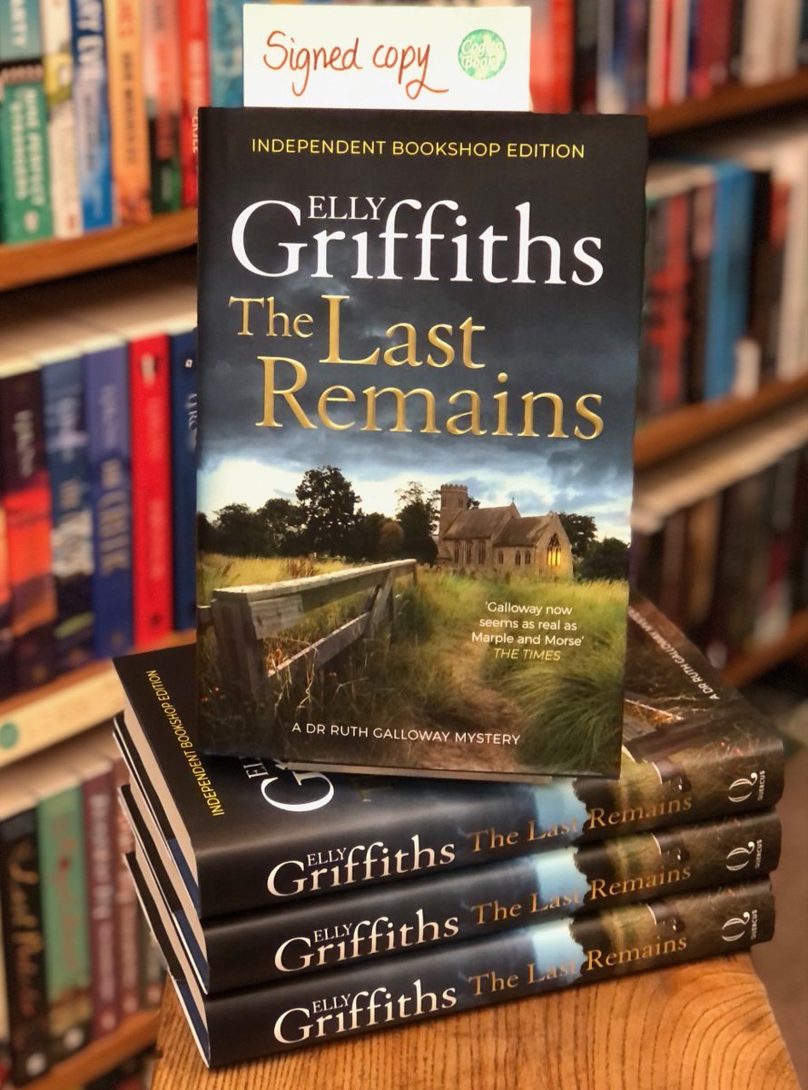 CogitoBooks's tweet photo. We're channelling our inner #Cathbad and worshipping at the feet of the #crimefiction deity that is @ellygriffiths today with the publication of #TheLastRemains; and what a book it is: #RuthGalloway fans, you are in for a huge treat. Btw we have *signed* copies! 🙌😮🙌 https://t.co/w4iwEhVxyE