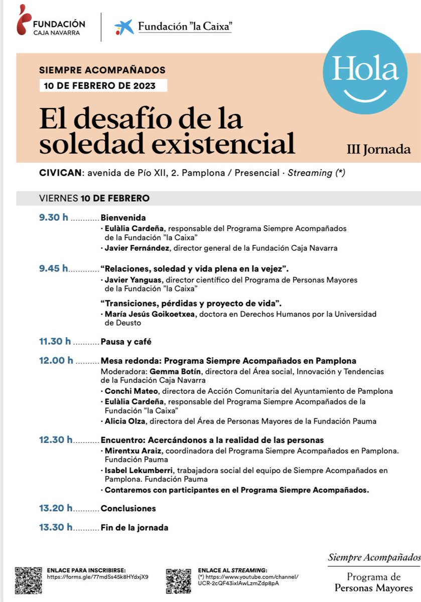 Buscamos profundizar en la soledad!!!! ⁦⁦Anímate !!!!!⁩ ⁦<a href="/CivicanFCN/">CIVICAN</a>⁩ #soledad #PersonasMayores ⁦<a href="/FundlaCaixa/">Fundación ”la Caixa”</a>⁩