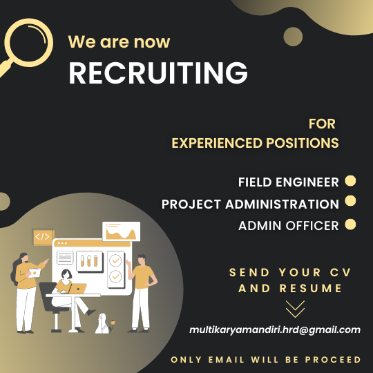 Open Recruitment penempatan di Area Jawa Barat. Kami membuka lowongan pekerjaan untuk posisi berikut : Admin Officer, Admin Proyek, Pengawas Lapangan, Estimator Proyek
 
#infolowongankerja #infoloker #lokerbdg #lokerbandung #lokerproyek #teknik #lowongankerjateknik #lowongankerja