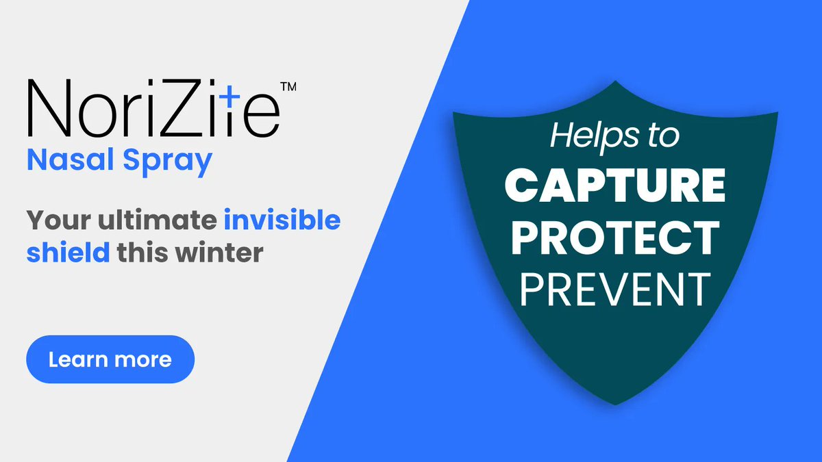 Many of us don’t like cold weather, &amp; spend more time huddled indoors. But this makes it easier for #colds, #flu &amp; #COVID-19 to spread.
 
NoriZite™ acts as an invisible shield in the nose, creating a strong barrier against airborne #virus particles. buff.ly/3Nj44sw