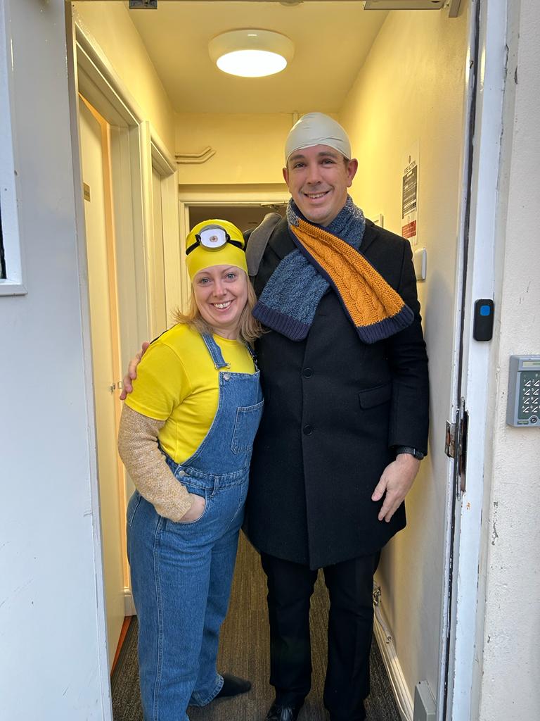 DeputyHead_DCSJ's tweet photo. The @DCSJ_official boarding minions were sent on their way to school by Gru and Stuart this morning. Today is Wye House Charity day and the minion theme has well and truly been embraced across the whole school with some amazing costumes! #DCSJBoarding #DCSJcommunity https://t.co/5Xw2AMj9G1