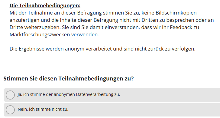 veggiehack's tweet photo. Umfrage nach einer Veranstaltung.

Wenn ich "Ja" auswähle, stimme ich dann der "anonymen Datenverarbeitung" oder den "Teilnahmebedingungen" zu?

(Ich nehme natürlich nicht teil, also darf ich Screenshots machen. 🤡) https://t.co/xPW4Ucl6CT