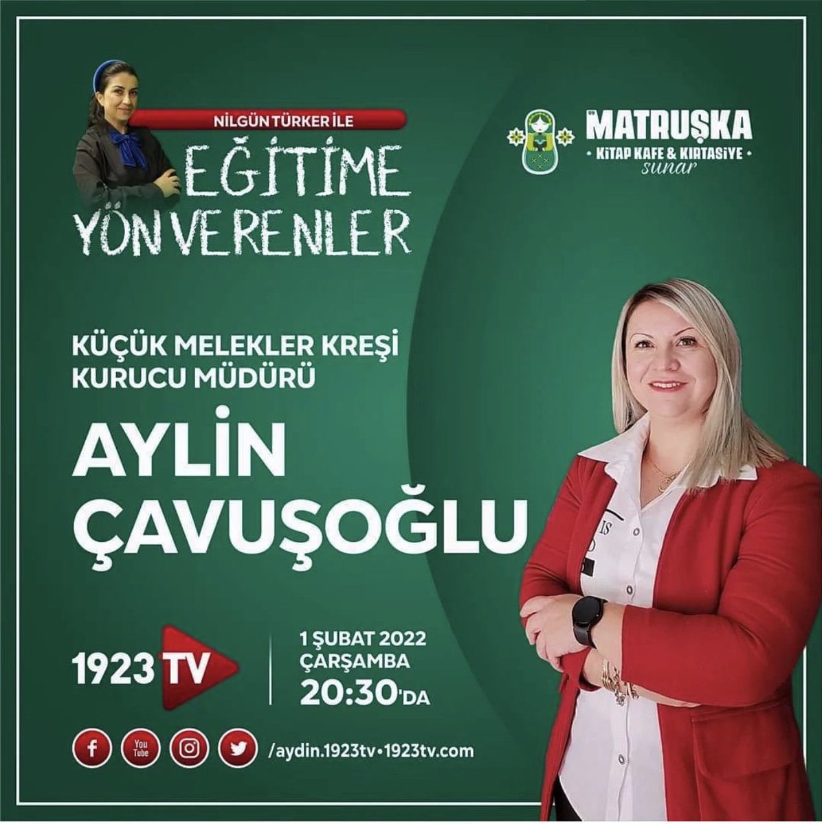 KMelekler's tweet photo. NiLGÜN TÜRKER'in sunduğu "EĞiTiME YÖN
VERENLER"in bu haftaki konuğu ÖZEL KÜÇÜK MELEKLER KREŞi Kurucu Müdürü AYLiN ÇAVUŞOĞLU... 
1 Şubat 2023 Çarşamba 20:30’da 1923TV’de.
https://t.co/DJysxaIu3q https://t.co/4xdcDPGhwc