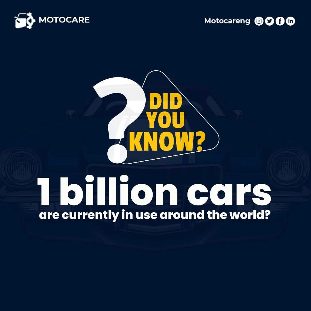 motocareng's tweet image. The total number of cars is around a billion and it keeps rising daily, so to avoid unexpected breakdown of your car... join Motocare cause we got u covered with experienced mechanic to be of great service to you...

#Motocare 
#automobileengineer 
#drivers 
#tech
#Product