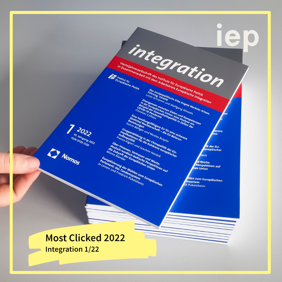 Die #integration 1/22 beleuchtet Themen rund um europäische Krisenbewältigung und Außenpolitik &amp; gehört zu unseren #mostclicked. @LucasSchramm91 &amp; <a href="/_WWessels/">Wolfgang Wessels</a> betrachten in ihrem Beitrag das europäische Wirken Angela Merkels. Der Artikel ist frei verfügbar: bit.ly/3IMTQQV