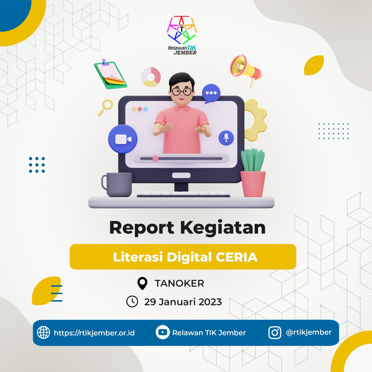 rtikjember's tweet image. Hai Sobat RTIK, gimana kabar nya? Baik-baik saja kan hehe. Kali ini mimin mau share keseruan temen-temen RTIK Jember saat kegiatan Literasi Digital CERIA bersama temen-temen dari TANOKER. 

#rtikjember #literasidigital #banggajadirelawantik
