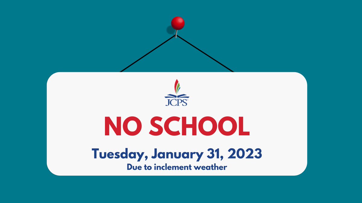 ❄️SNOW DAY | Due to inclement weather, today is a traditional snow day for JCPS students and staff. All athletic and extracurricular events are canceled for today. #WeAreJCPS
