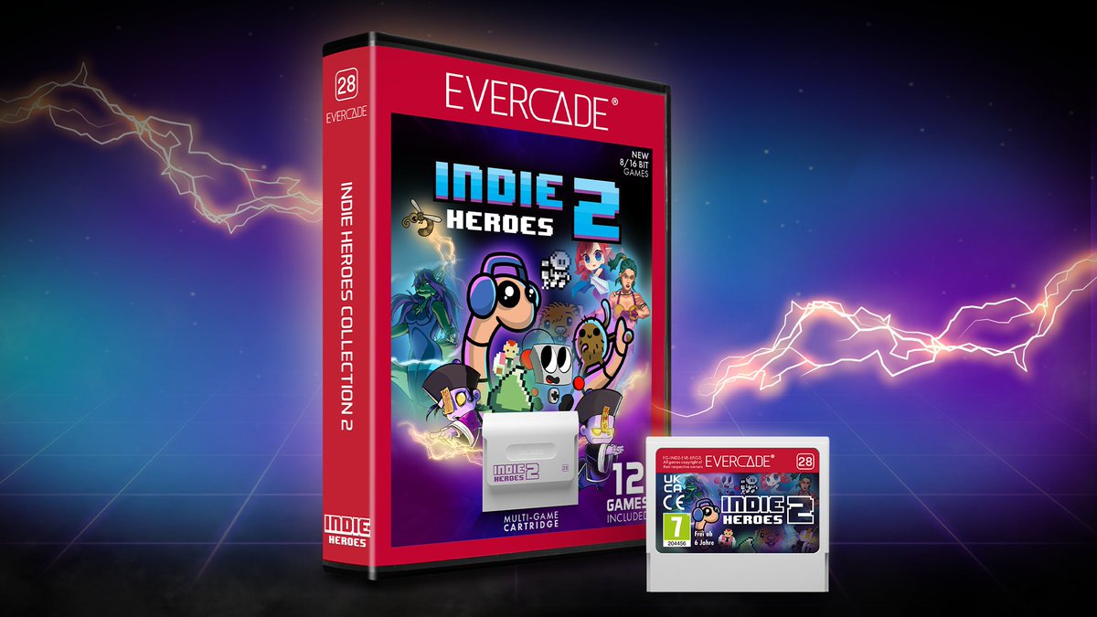 evercaderetro's tweet photo. Indie Heroes Collection 2 is OUT NOW! 12 more modern retro games from great indie developers, presented on a physical cartridge with a full colour manual - including game and developer information!

https://t.co/qzT8148zAc https://t.co/7KQkWq8r9D
