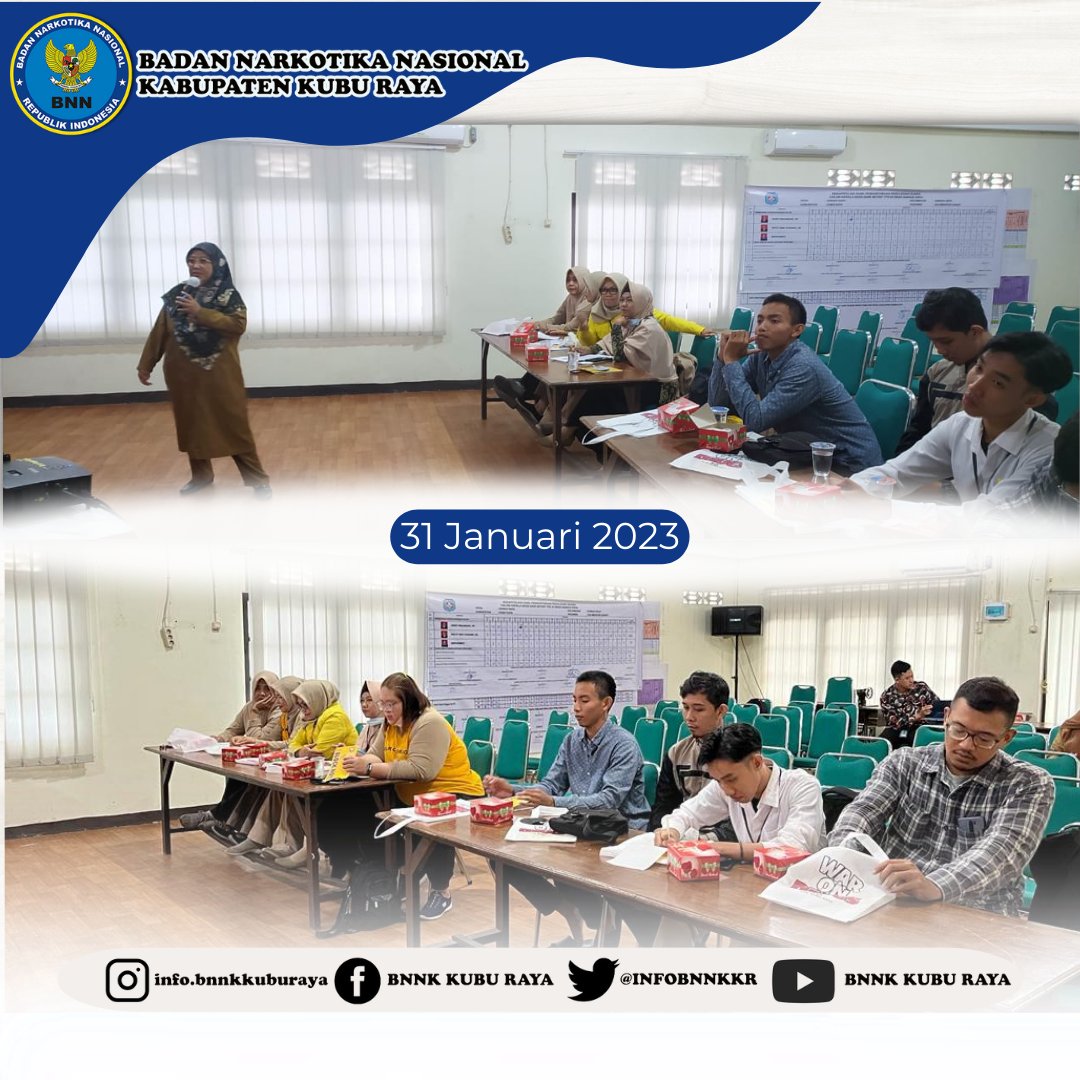 INFOBNNKKR's tweet photo. Selasa, 31 Januari 2023
Seksi P2M BNNK Kubu Raya melaksanakan Kegiatan Rapat Koordinasi Pelaksanaan Ketahanan Keluarga Anti Narkoba Tahun 2023 di Desa Sungai Raya yang bertempat di Aula Kantor Desa Sungai Raya.
#warondrugs
#speedneverletup
#indonesiabersinar https://t.co/OoAVlwIOoT
