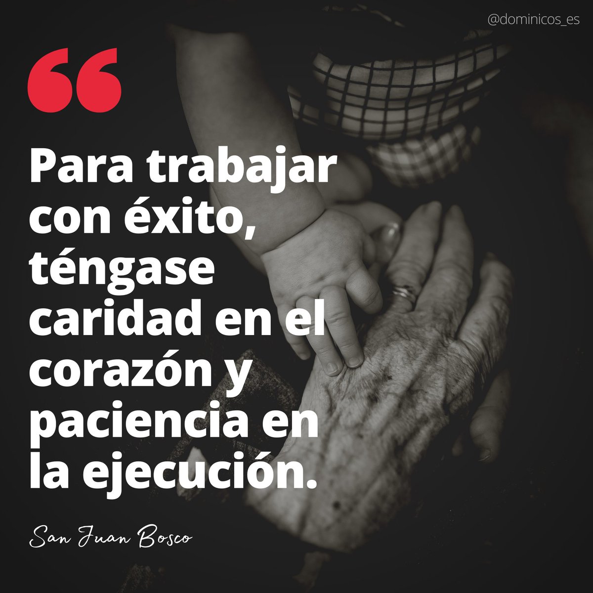 dominicos_es's tweet image. ‘Para trabajar con éxito, téngase caridad en el corazón y paciencia en la ejecución’ San Juan Bosco

👉🏽 Hoy se celebra el día del fundador de los @SalesianosEs. Felicidades a toda la familia salesiana.

⏩ dominicos.org/predicacion/ev…