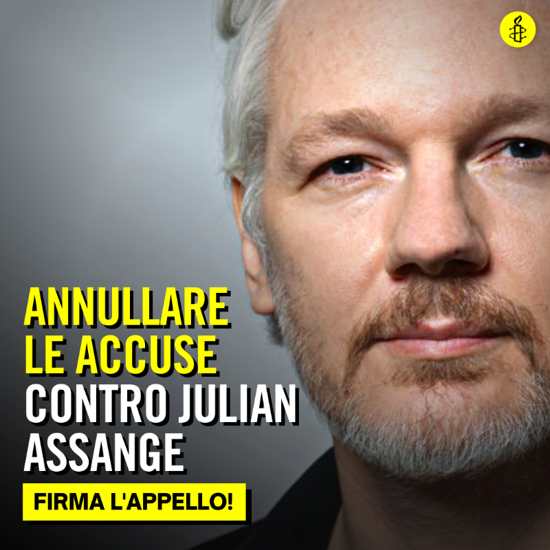 amnestyitalia's tweet photo. 🔴 #Assange rischia maltrattamenti e torture per aver denunciato crimini di guerra. Chiedi insieme a noi di annullare tutte le accuse. #freeAssange