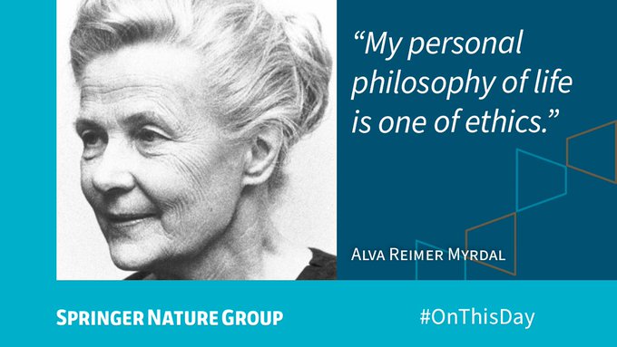 Quote from Alva Reimer Myrdal: “My personal philosophy of life is one of ethics.”