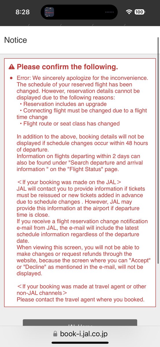 The absolute stress of <a href="/JAL_Official_jp/">JAPAN AIRLINES【JAL】</a> changing my flights so that I won’t make my connection but the website not allowing me to make changes because of this 😭😭😭 this makes no sense