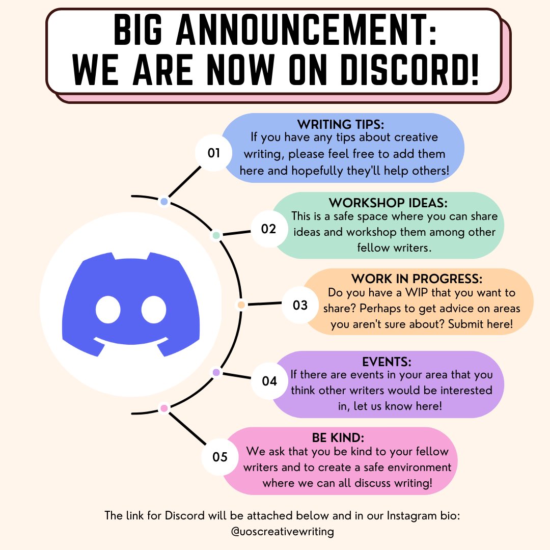 uosc_writing's tweet image. We are on Discord! 

Join us and share your tips, tricks and work 💕 

discord.gg/XJpF2NncBd

#WritingCommunity #writersoftwitter #suffolkwriters