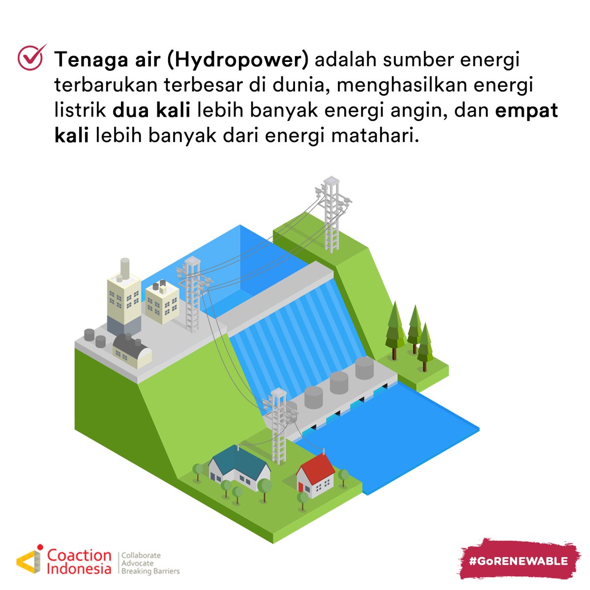 coactionid's tweet photo. Energi Terbarukan yang jelas lebih bersih dan lebih murah daripada ongkos produksi listrik dari energi fosil ini juga ternyata mempunyai banyak fakta-fakta menarik yang gak habis untuk dibahas! Check this out #EnergiMuda!
#GoRENEWABLE #GoGREENJOBS https://t.co/agCUvX4gbH
