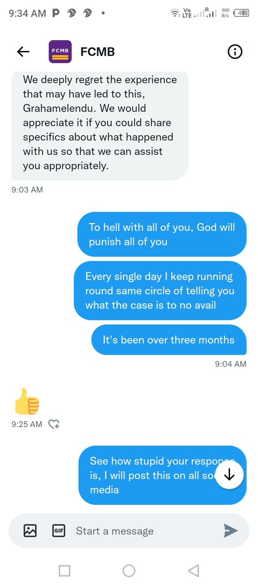 Grahamelendu's tweet photo. This is @MyFCMB official response to a customers plight. 

Well-done, I hope #CBNGOVERNOR #CBN is seeing this . 

This is after plenty back and forth for many months, so much for customer satisfaction @Dumsyl https://t.co/yowDtMnUa4