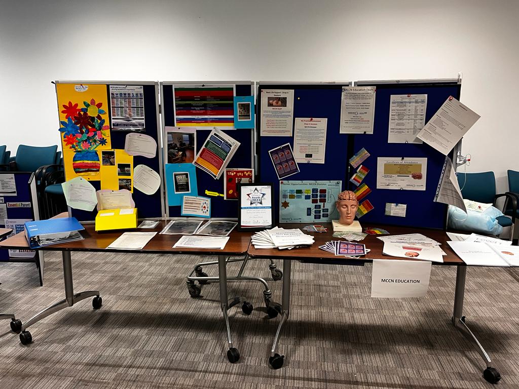 MccnNca's tweet photo. Our Quality and Education stand is up and ready for the @NCAlliance_NHS roadshow!  @MCCN_UK #nhs #nurses #salfordroyal https://t.co/z0jqNZ18jl
