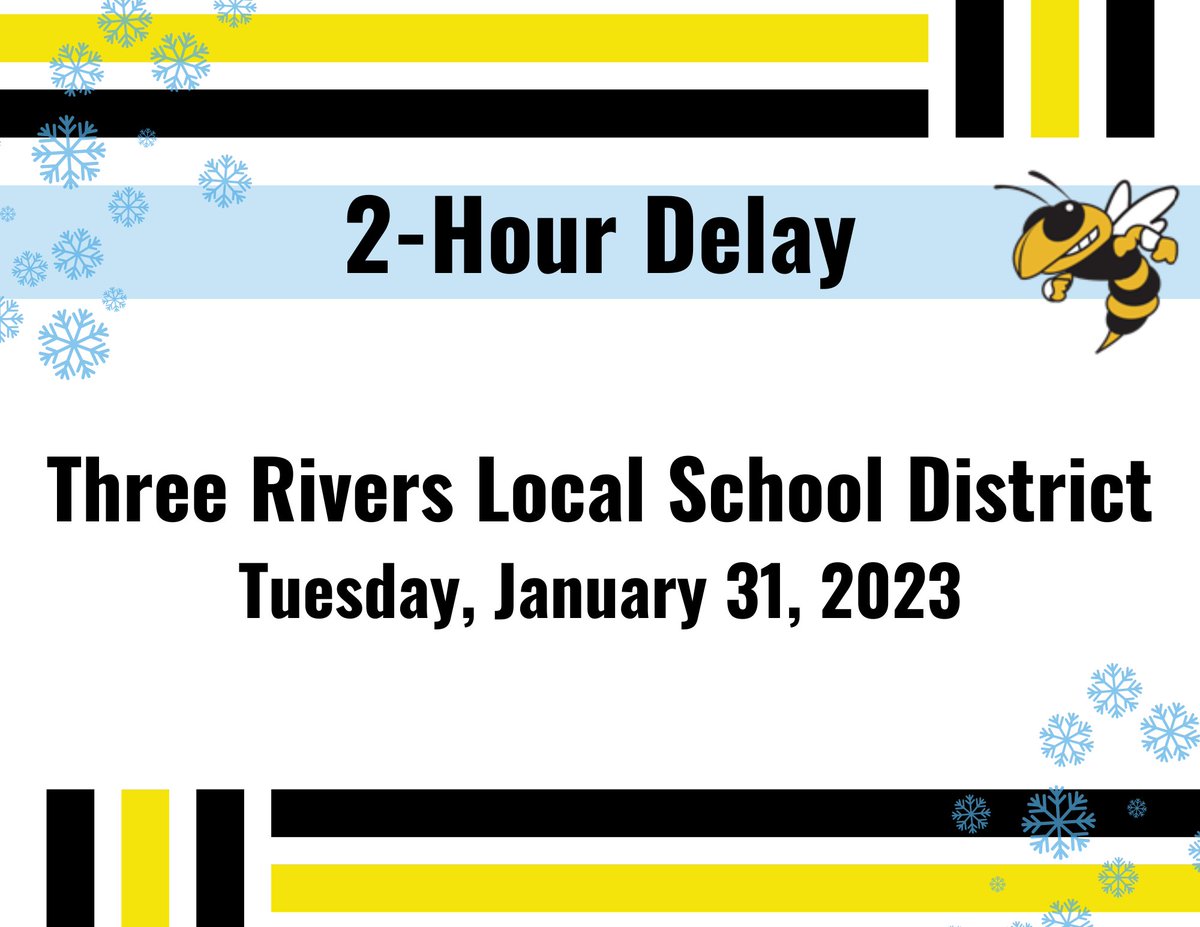 Due to road conditions, TRLSD will be on a 2-hour delay today. Be safe! ❄️