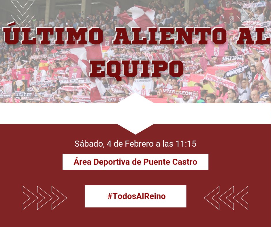 ¿Damos el último empujón al equipo el Sábado?

No dudes en acudir al Área Deportiva de Puente Castro a las 11:15 con tu bufanda y animemos a nuestra <a href="/CyDLeonesa/">Cultural y Deportiva Leonesa</a>