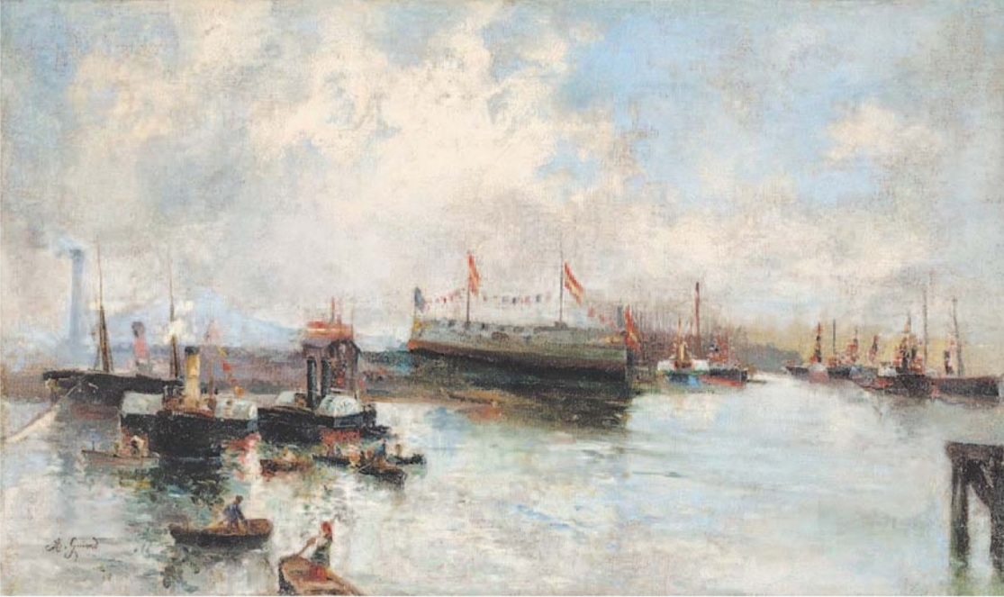AVPIOP's tweet photo. Adolfo #Guiard. Botadura del crucero acorazado Infanta María Teresa en los #Astilleros del Nervión de #Sestao, el 30 de agosto de 1890.
A la izquierda del crucero se aprecia uno de los grandes cargaderos de mineral del #ferrocarril de #Triano, de la Diputación Foral de #Bizkaia. https://t.co/g4ikDMVdTp
