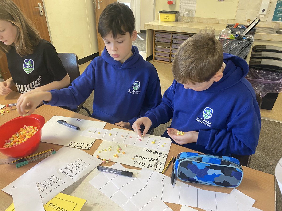 gilwern_school's tweet photo. #GilwernYear6 used materials this morning to introduce finding fractions of amounts. The bar models and resources helped us to see how to find unit and non-unit fractions #mathsnumeracy #ambitiouscapablelearners We might have magpies this idea from @KHSMrsCMaths @KHS_Maths https://t.co/2vUmIrvPvn
