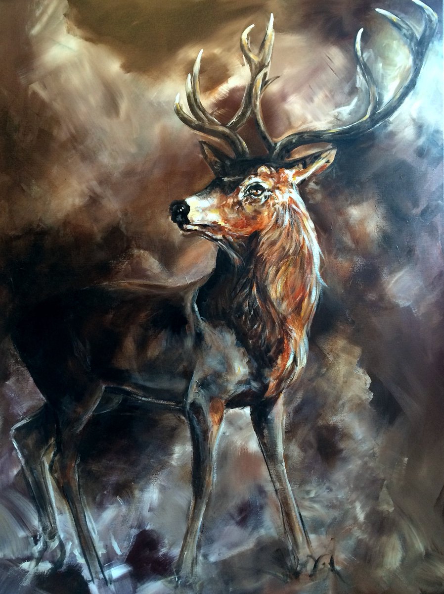 ARTSamantha's tweet image. Large Oil Painting for Sale, the Stag 450 Sterling, buy directly from me. #artists #art #artcollector #supportartists #WomensArt