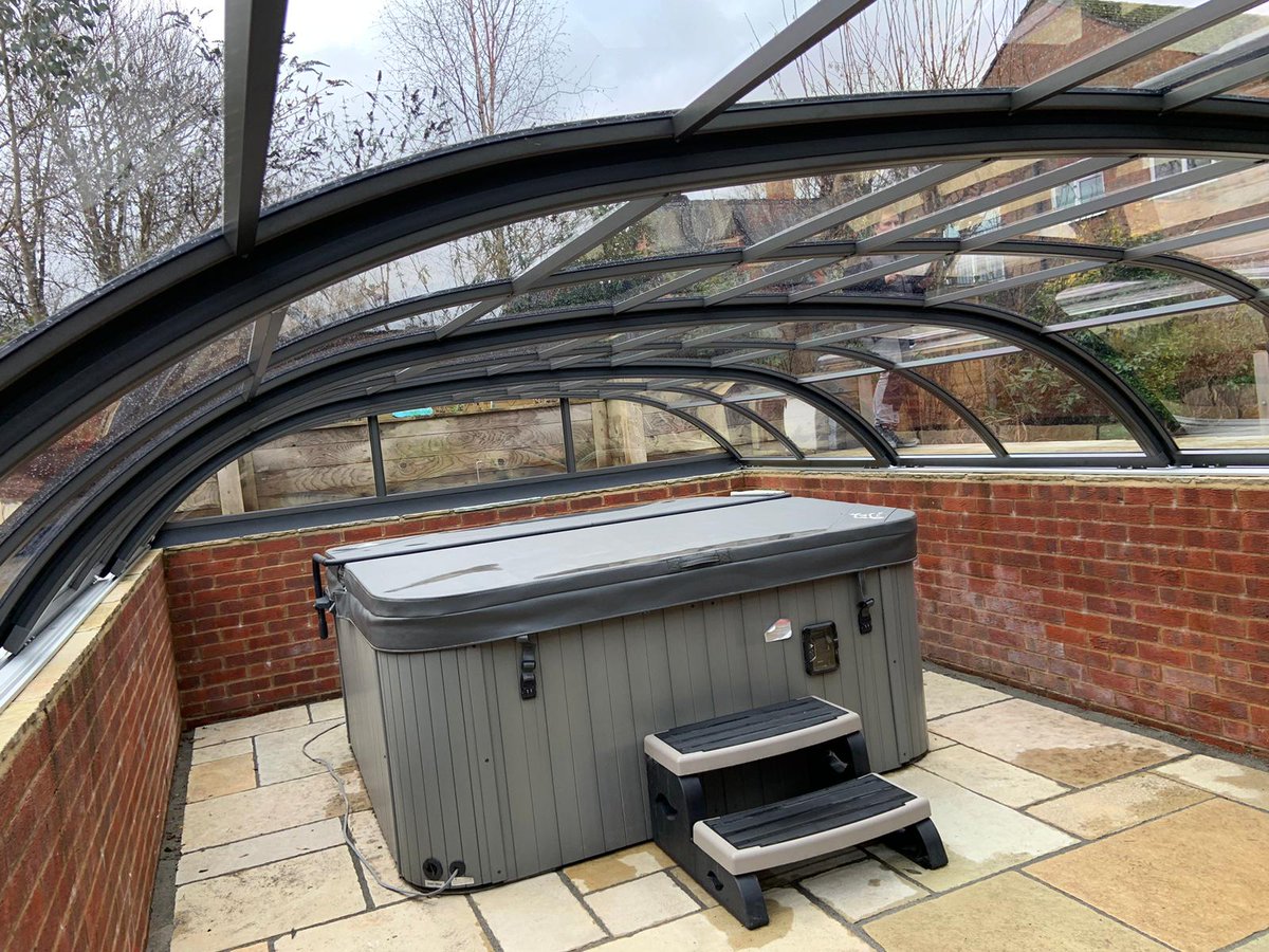AlukovUK's tweet photo. 3 low level telescopic enclosures installed in January 2023 by Alukov. Extending use of client’s pool, swim-spa, hot-tub no matter the weather!#pool #swimmingpool #poolcover #garden #family https://t.co/eEYrvHRuKN