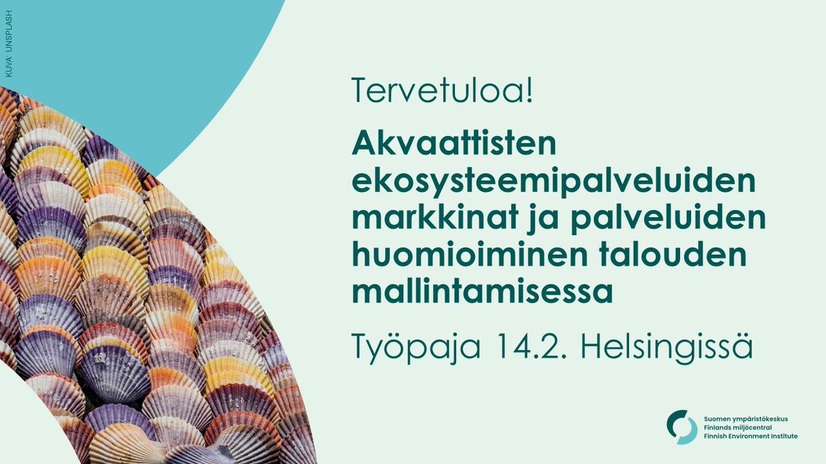 Järjestämme 14.2. työpajan, jossa keskustelemme mm. akvaattisen luontopääoman omistajuudesta ja huomioimisesta talouden mallintamisessa. Mukana asiantuntijoita <a href="/SYKEinfo/">Suomen ympäristökeskus</a> <a href="/LukeFinland/">Luonnonvarakeskus</a> <a href="/Tilastokeskus/">Tilastokeskus</a> <a href="/VSliitto/">V-S liitto</a> 

Ilmoittaudu mukaan: syke.fi/fi-FI/Ekosyste…

#ekosysteemitilinpito
