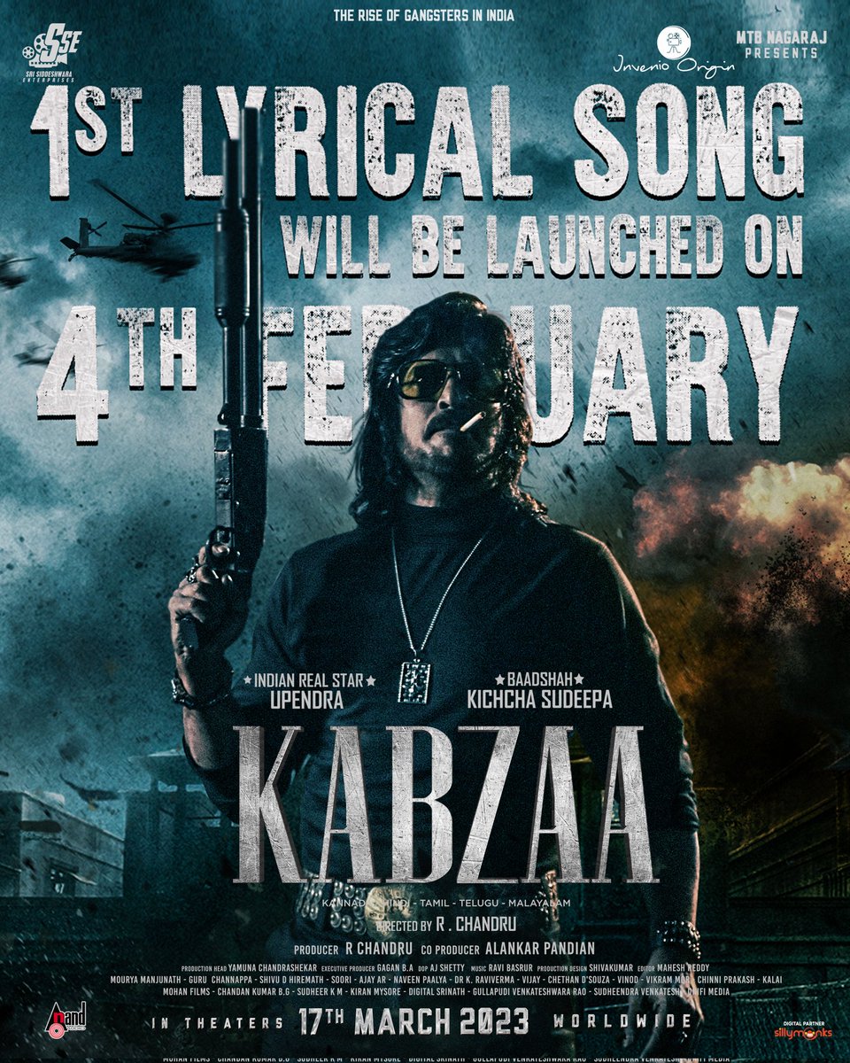 KicchaFansKarna's tweet image. Here is the biggest announcement all have been waiting for #Kabzaa first lyrical video &amp;amp; A Grand event to be held at Hyderabad On #Feb4th 7PM....

#ಕಬ್ಜ
@KicchaSudeep @nimmaupendra @shriya1109 @apmpictures @Alankar_Pandian @RaviBasrur @shivakumarart @aanandaaudio @rchandru_movies