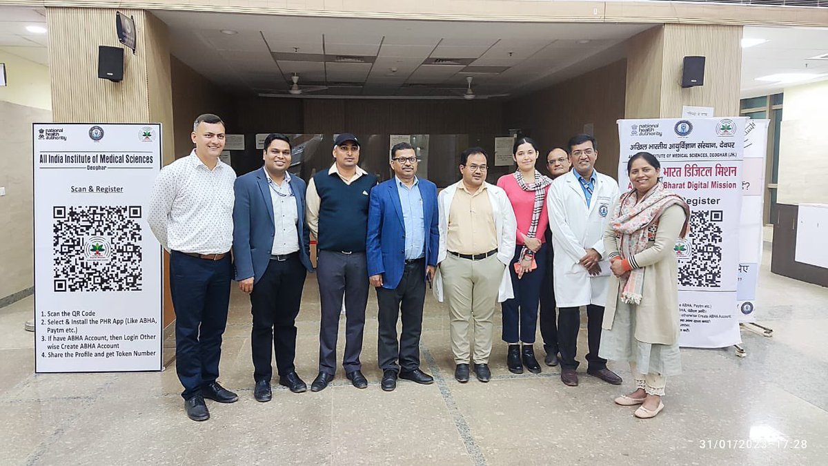 deoghar_aiims's tweet photo. #AIIMSDeoghar successfully launched #QR-based “Scan and share” facility for #ABHA ID generation 

✅➡️
Smoothens the registration process for OPD
👍Hassle free services for patients visiting hospital 🏥 through digital technology 
@mansukhmandviya 
@AyushmanNHA 
@MoHFW_INDIA https://t.co/4PI8Fo998Y