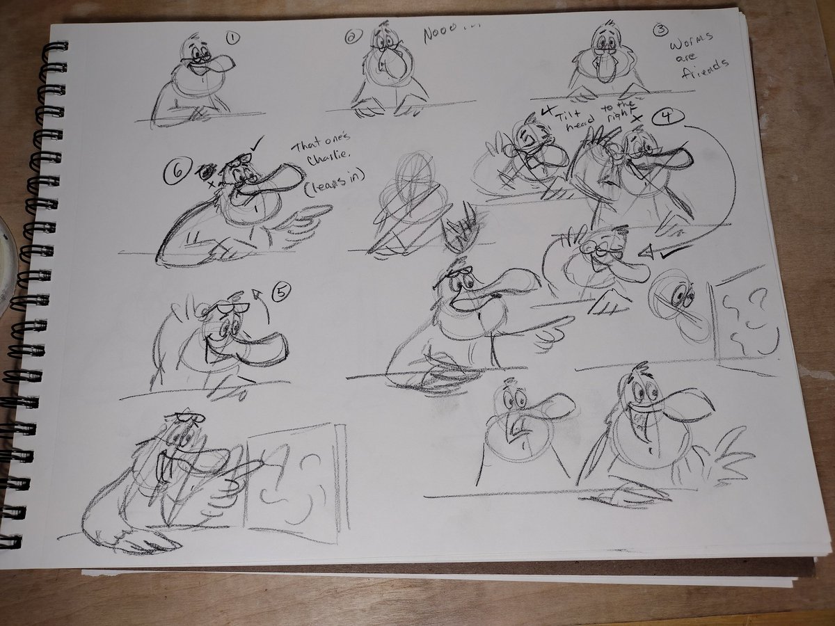 Just finished part 14 Animating Dialogue on Paper Part 1 with @AaronBlaiseArt I want to try and design a bird that loves worms as pets, not food. Inspired by Wilbur. #animation #creatureartteacher #2animation