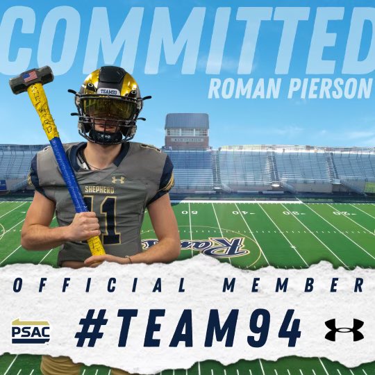 Roman Pierson (@romanpierson3) on Twitter photo Excited to announce my commitment to Shepherd University! <a href="/CoachJKellar/">Jarrod Kellar</a> <a href="/CoachMcCook/">Ernie McCook🇺🇸</a> <a href="/CoachLukeWright/">Luke Wright</a> <a href="/MburgFootball/">Martinsburg Bulldog Football</a> #Team94 Excited to announce my commitment to Shepherd University! <a href="/CoachJKellar/">Jarrod Kellar</a> <a href="/CoachMcCook/">Ernie McCook🇺🇸</a> <a href="/CoachLukeWright/">Luke Wright</a> <a href="/MburgFootball/">Martinsburg Bulldog Football</a> #Team94