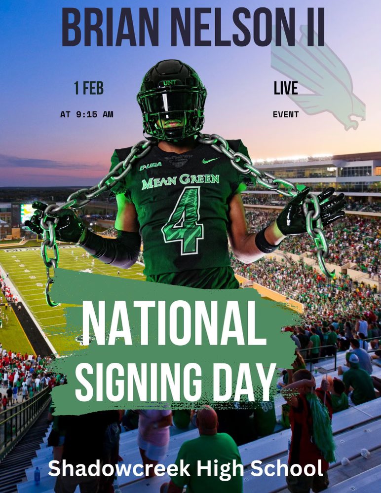 brian_nelson3's tweet image. Signing Day Tomorrow at 9:15am at Shadow Creek HS #GMG 💚