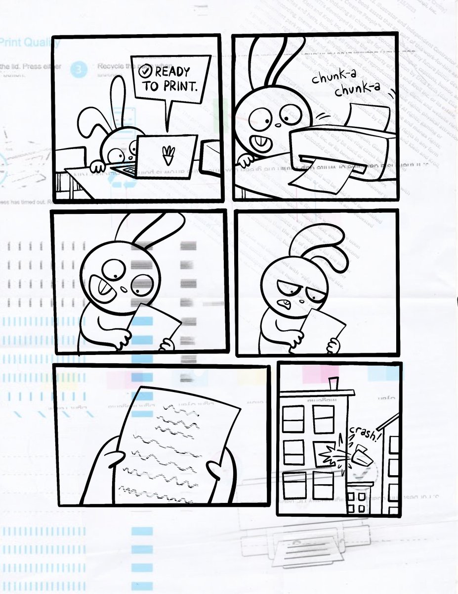izzybbcomics's tweet image. printer problems, made on my printer problem paper