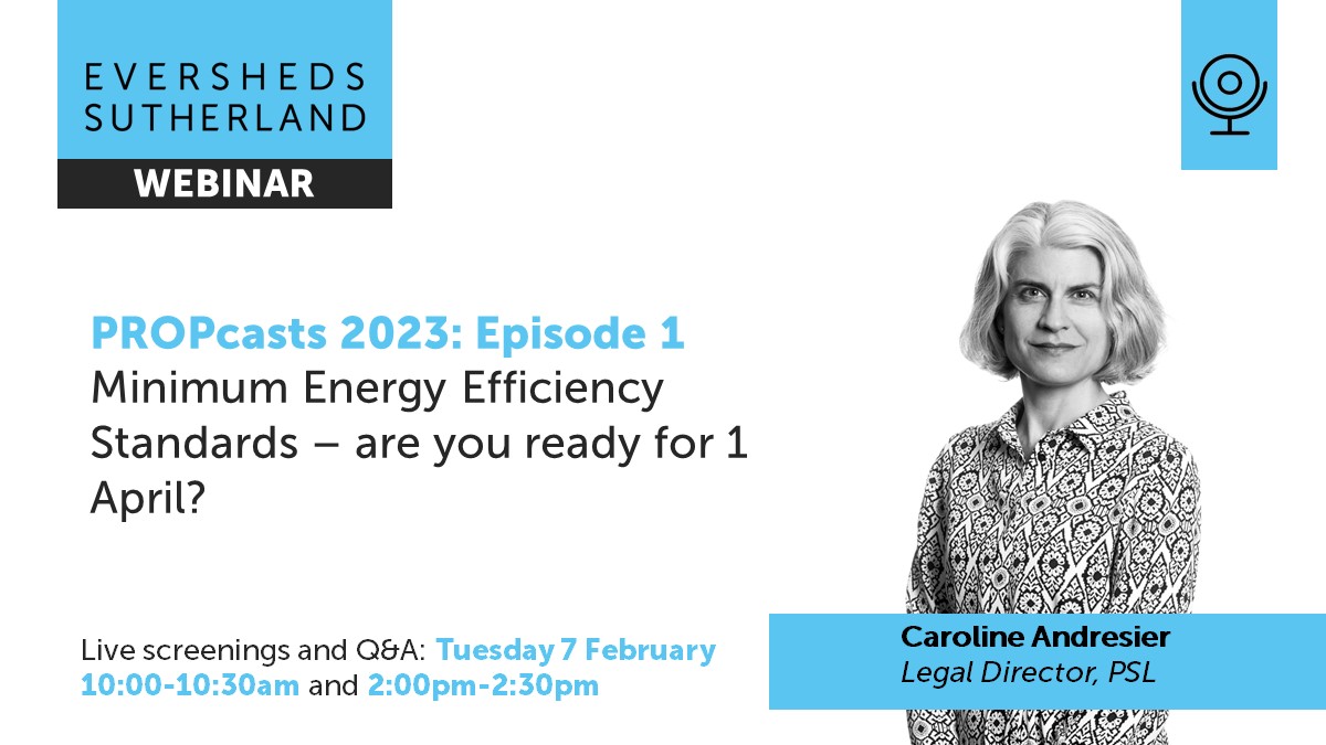 From 1 April 2023 it will be unlawful to continue to let substandard commercial property, that is property with an EPC rating of below E.

Caroline Andresier will be discussing how landlords might best prepare for the deadline.

Sign up here: bit.ly/3kSpt1w