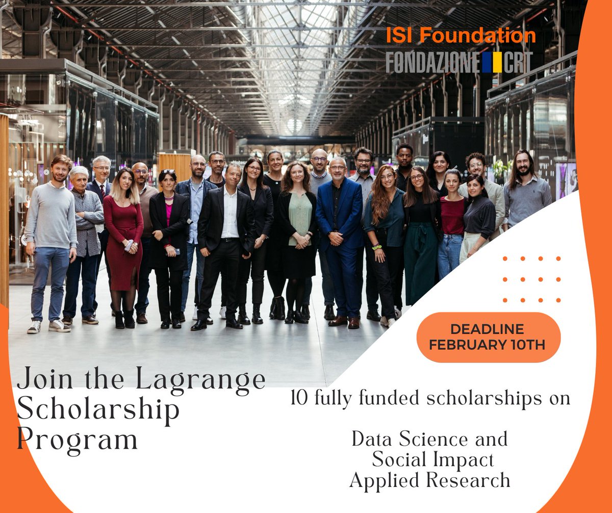ISI Foundation (@isi_fondazione) on Twitter photo 📌10 research scholarships are available at <a href="/ISI_Fondazione/">ISI Foundation</a>. Apply by February 10th
More info ➡️bit.ly/3Hp6iUH
🕒10 days remaining! 📌10 research scholarships are available at <a href="/ISI_Fondazione/">ISI Foundation</a>. Apply by February 10th
More info ➡️bit.ly/3Hp6iUH
🕒10 days remaining!