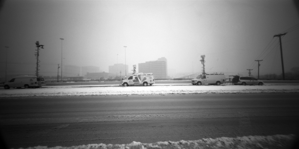 Somewhere in Dallas / Fort Worth there's a news crew freezing their butts off in a van parked on an overpass.

Holga WPC on Kodak 125 PanX film from 2010.

#pinhole #pinholephotography #filmphotography #filmtography #blackandwhitephotography @wfaa @NBCDFW @CBSDFW