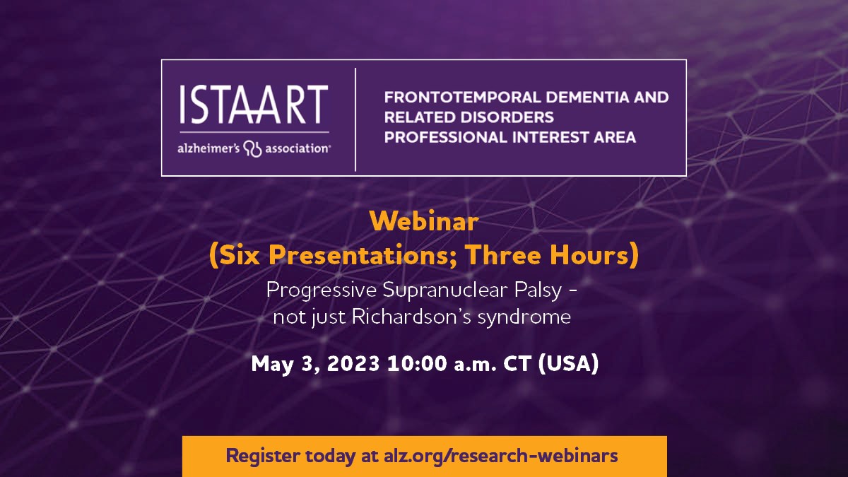 Neurodegenerative Research Group at Mayo Clinic (@nrgmayo) on Twitter photo Register today! <a href="/ISTAART/">ISTAART</a> in colloaboration with <a href="/FTDPIA/">Frontotemporal Dementia and Related Disorders PIA</a> <a href="/CurePSP/">CurePSP</a> and <a href="/RCFNeuro/">The Rainwater Charitable Foundation</a> is hosting a PSP webinar that will feature 6 presentations including one from our very own Dr. Farwa Ali. Register today! <a href="/ISTAART/">ISTAART</a> in colloaboration with <a href="/FTDPIA/">Frontotemporal Dementia and Related Disorders PIA</a> <a href="/CurePSP/">CurePSP</a> and <a href="/RCFNeuro/">The Rainwater Charitable Foundation</a> is hosting a PSP webinar that will feature 6 presentations including one from our very own Dr. Farwa Ali.