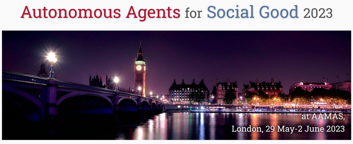 DEADLINE EXTENDED to Feb 26th, 2023 Please consider submitting any work related to social impact to the Autonomous Agents for Social Good (AASG) workshop @aamas2023. #AIforSocialGood See: panayiotisd.github.io/aasg2023/ @brwilder @KayseMaass & Aparna Taneja