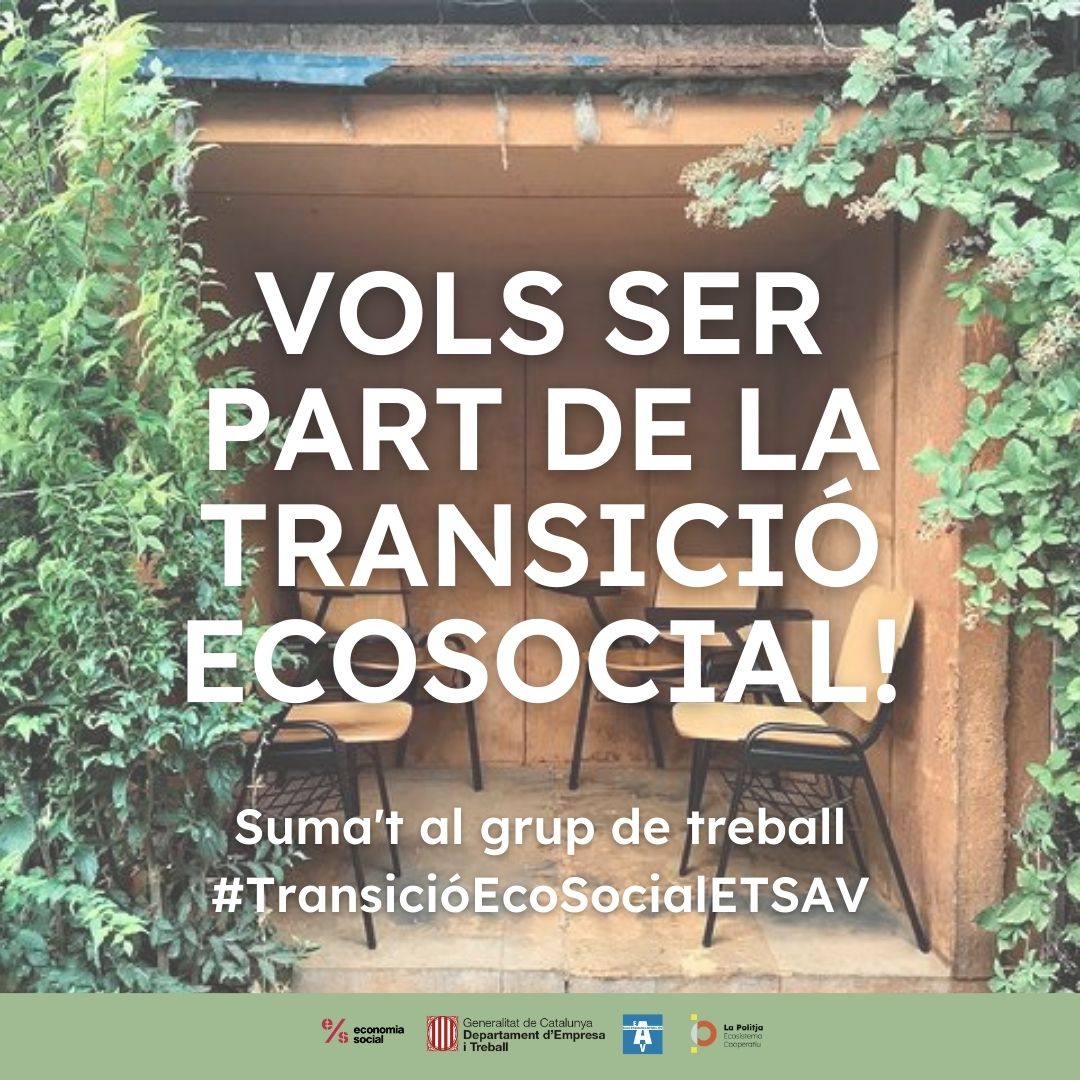 Engeguem un procés de participació sobre TRANSICIÓ ECOSOCIAL a @_etsav_ @la_upc Diverses cooperatives dinamitzarem un grup de treball amb la comunitat educativa per generar un espai de reflexió i proposta entorn la transició ecosocial al campus. Més #TransicióEcoSocialETSAV?👇