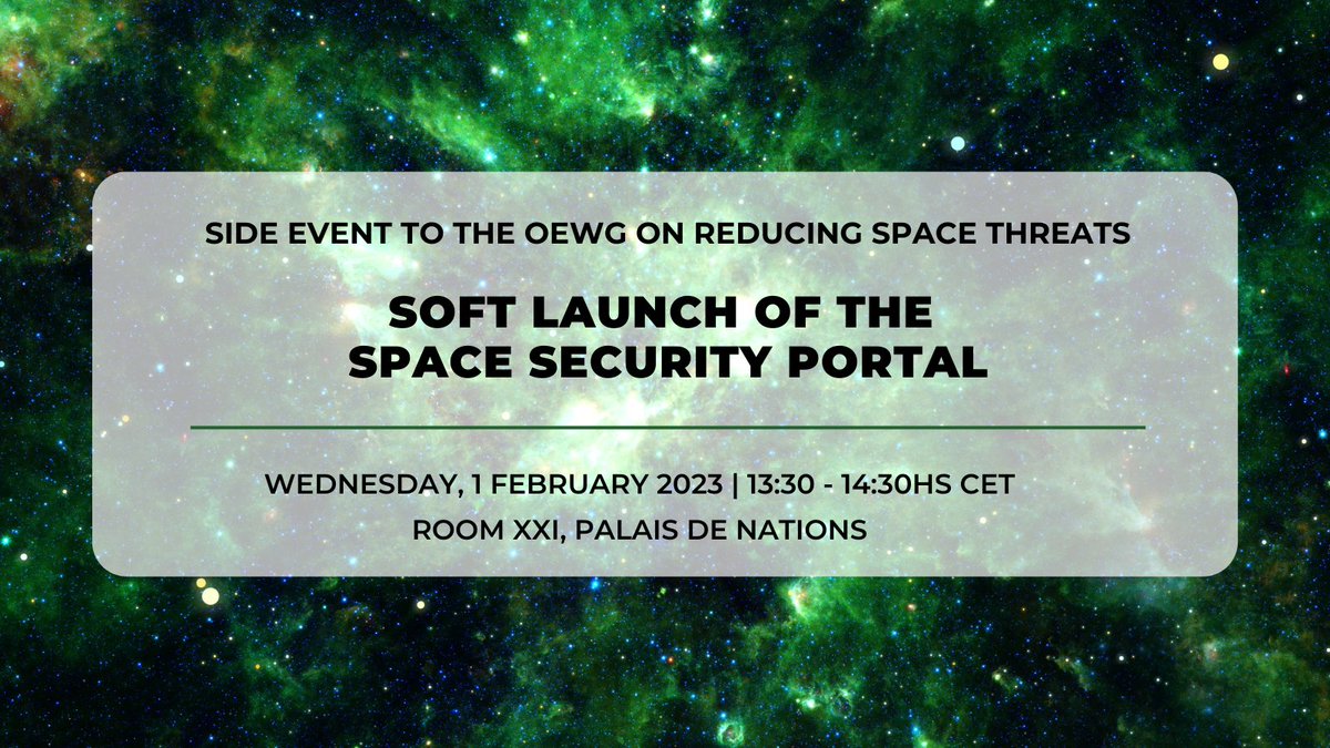 🛰 Happening tomorrow 🪐

UNIDIR’s Space Security Programme will be Soft-Launching the Space Security Portal on February 1st! 

👀 Stay tuned for exciting developments on the new Space Security Portal!