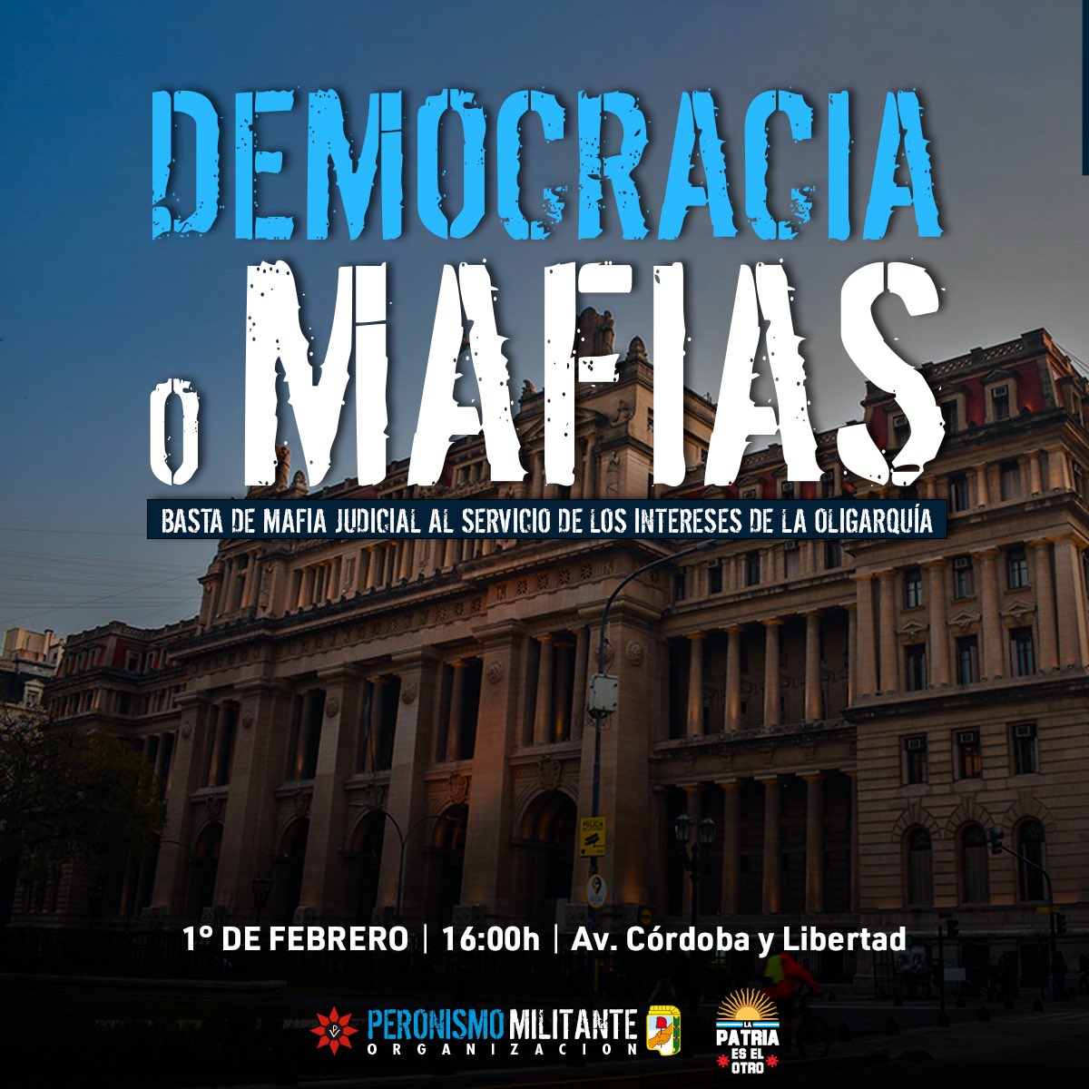 Peronismo_PM's tweet photo. Proscribir a @CFKArgentina es proscribir a las grandes mayorías populares 🇦🇷✌🏼

📆 1º DE FEBRERO - 16:00h
📌 Av. Córdoba y Libertad

#PeronismoMilitante #CFK2023 https://t.co/fktDj11koT