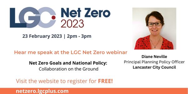 Hear Diane Neville, Principal Planning Policy Officer @LancasterCC at LGC’s ‘Net Zero Goals and National Policy' webinar-Feb 23, 2pm. To attend for FREE visit bit.ly/3J4oW6R #Localgov #LGA #Climateaction #Climate #Waste #Recycling #Infrastructure #NetZero #NetZerocarbon