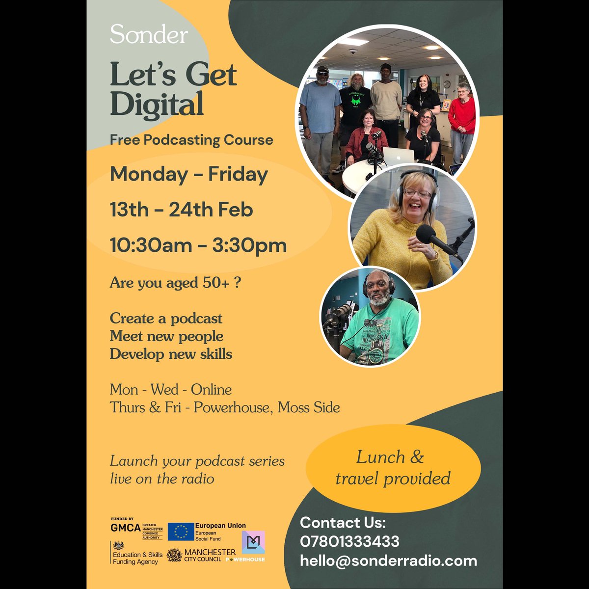 Sonder Radio (@sonderradio) on Twitter photo Following on from our Getting Online sessions, we are excited to be sharing the next Let’s Get Digital, podcast course, starting on the 13th February!! Call us on 07801333433 or email hello@sonderradio.com to book your place! 📻 #sonder #radiocourse #digitalskills #podcasting Following on from our Getting Online sessions, we are excited to be sharing the next Let’s Get Digital, podcast course, starting on the 13th February!! Call us on 07801333433 or email hello@sonderradio.com to book your place! 📻 #sonder #radiocourse #digitalskills #podcasting
