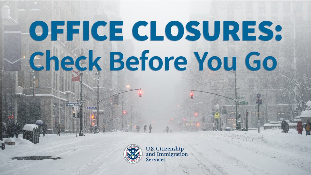 Our Memphis Field Office and the Fort Smith field office and Application Support Center will be closed Tuesday, Jan. 31,  due to severe weather. All appointments will be rescheduled automatically. Stay safe! uscis.gov/about-us/uscis…