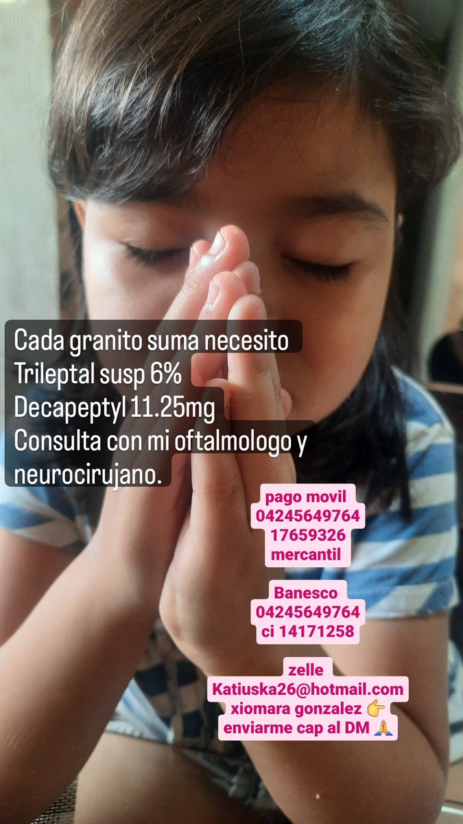Cada día es cuesta arriba cumplir con mis tratamientos son costosos solo pido un granito para lograr vivir sana,no quiero convulsionar ,noquiero desarrollarme antes d tiempo ,quiero caminar bien y ver bien TODO SUMA por favor 🙏