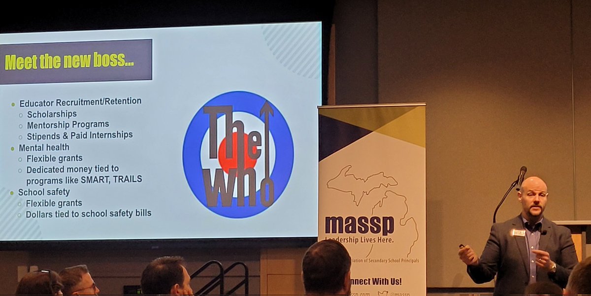MrForsbergLHS's tweet photo. Always love hearing @BobKefgen give his insights on what we may see coming out of Lansing this year. #MASSPAP23 @massp https://t.co/G7oSyCDGll