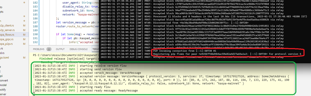 michaelsuttonil's tweet photo. #Kaspa wip rust node P2P handshaking go node: https://t.co/iYBBy4EYE4